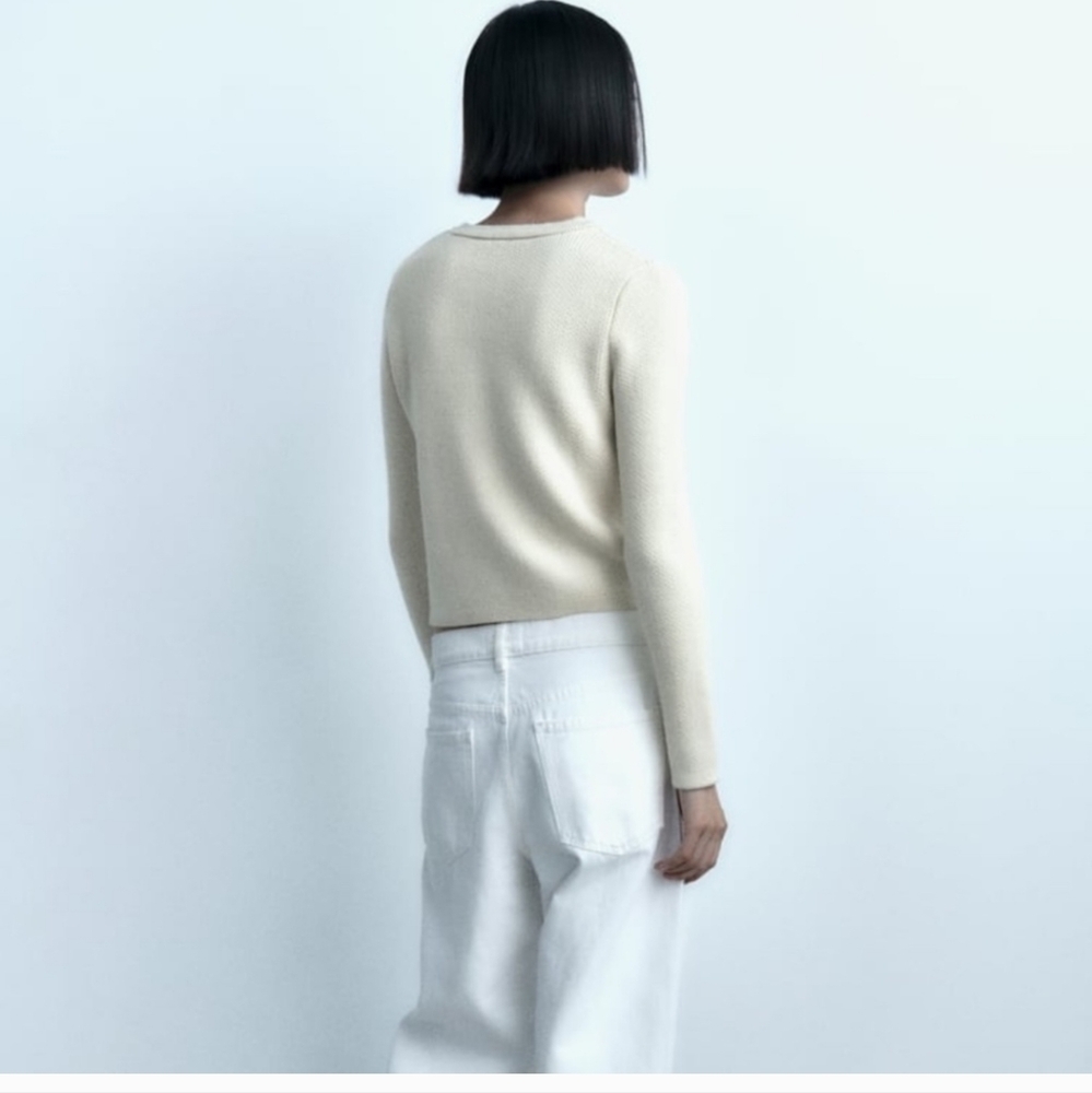 NWOT ZARA WHITE KNIT CARDIGAN- SIZE SMALL - Picture 5 of 11